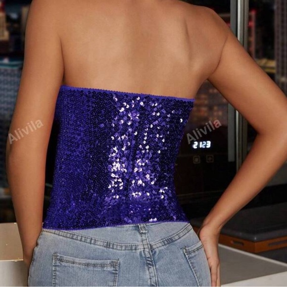 NWOT Sequin Crop Top - Picture 3 of 6